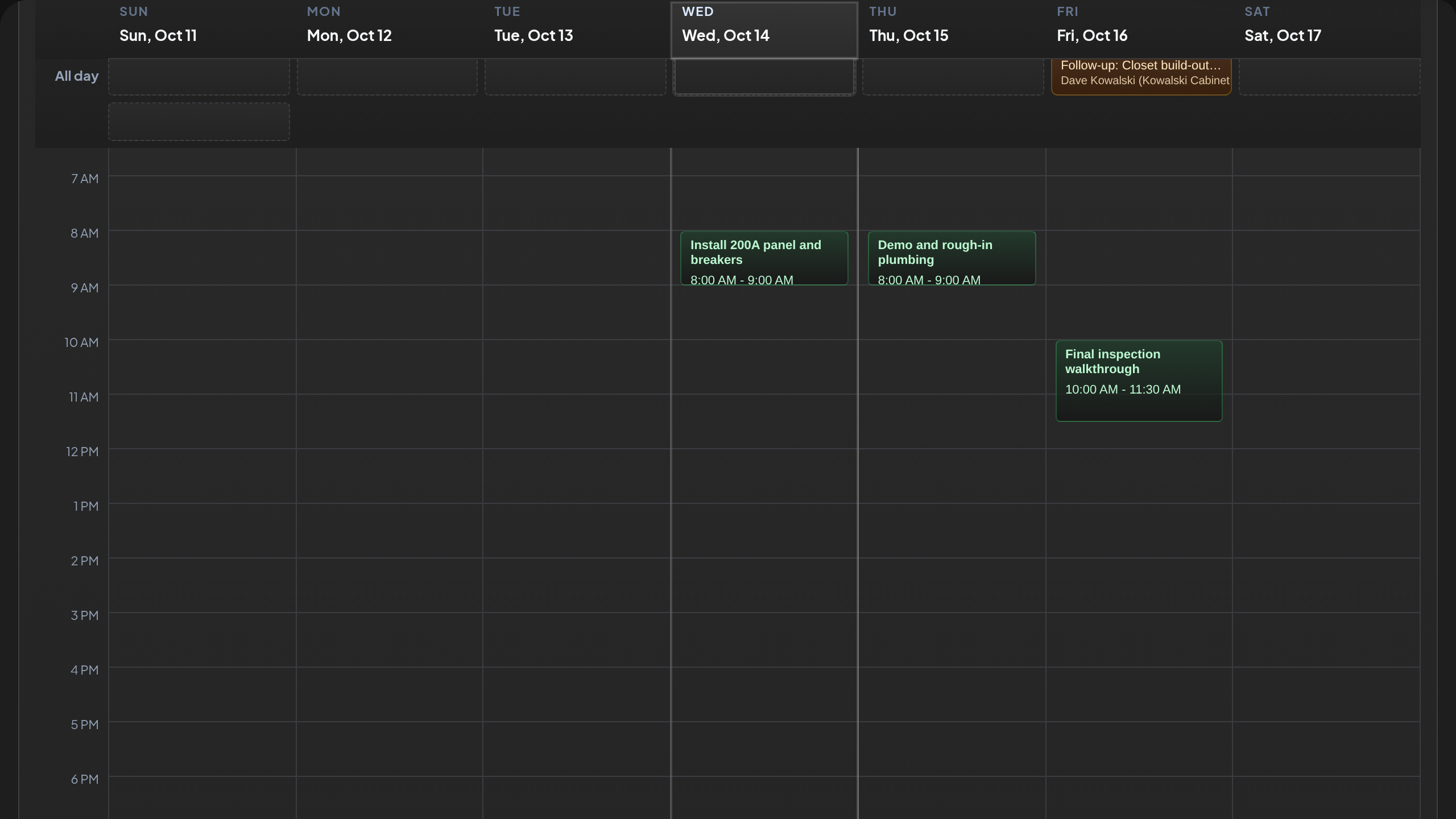 Calendar with a scheduled job