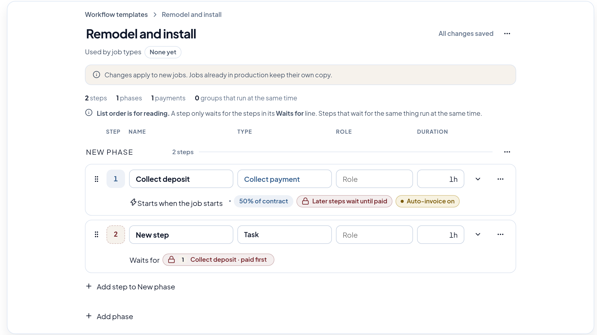 Workflows with auto-invoice